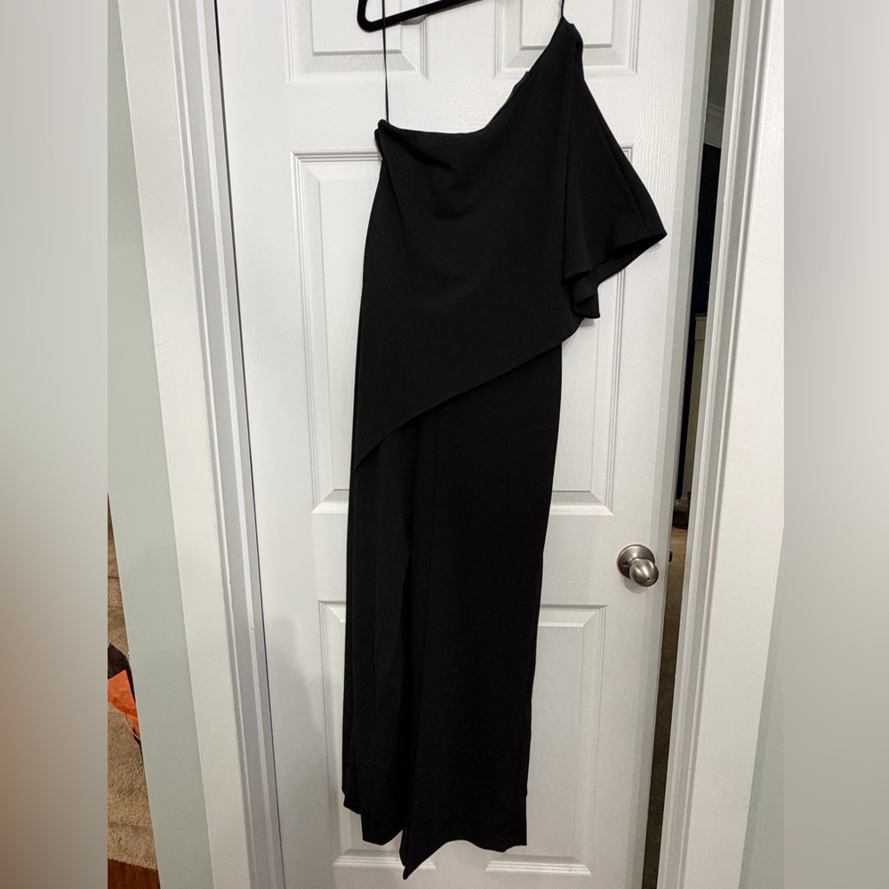 Adrianna Papell Black One-Shoulder Dress